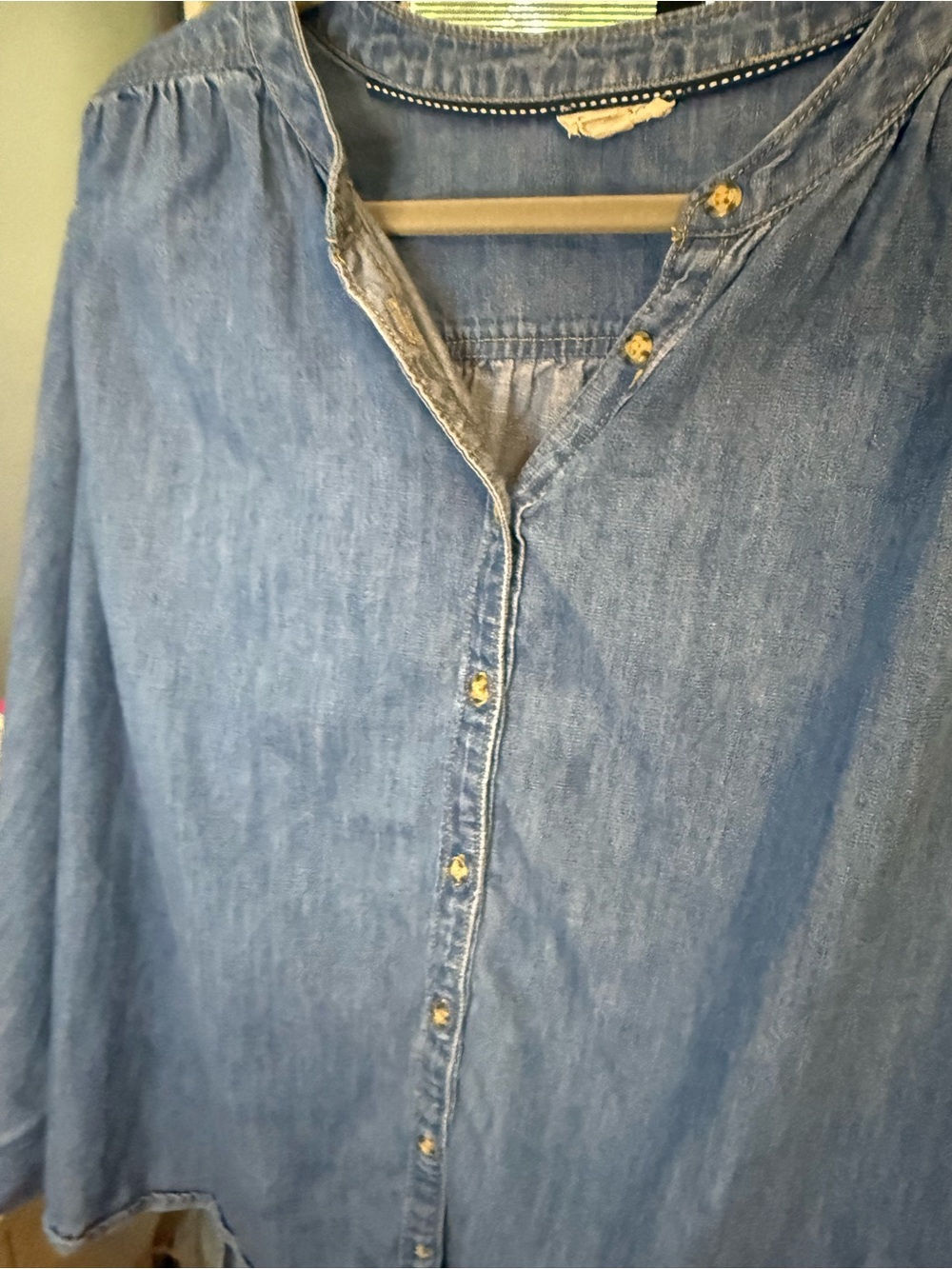 Pilcro denim shirt in medium blue with contrast trim